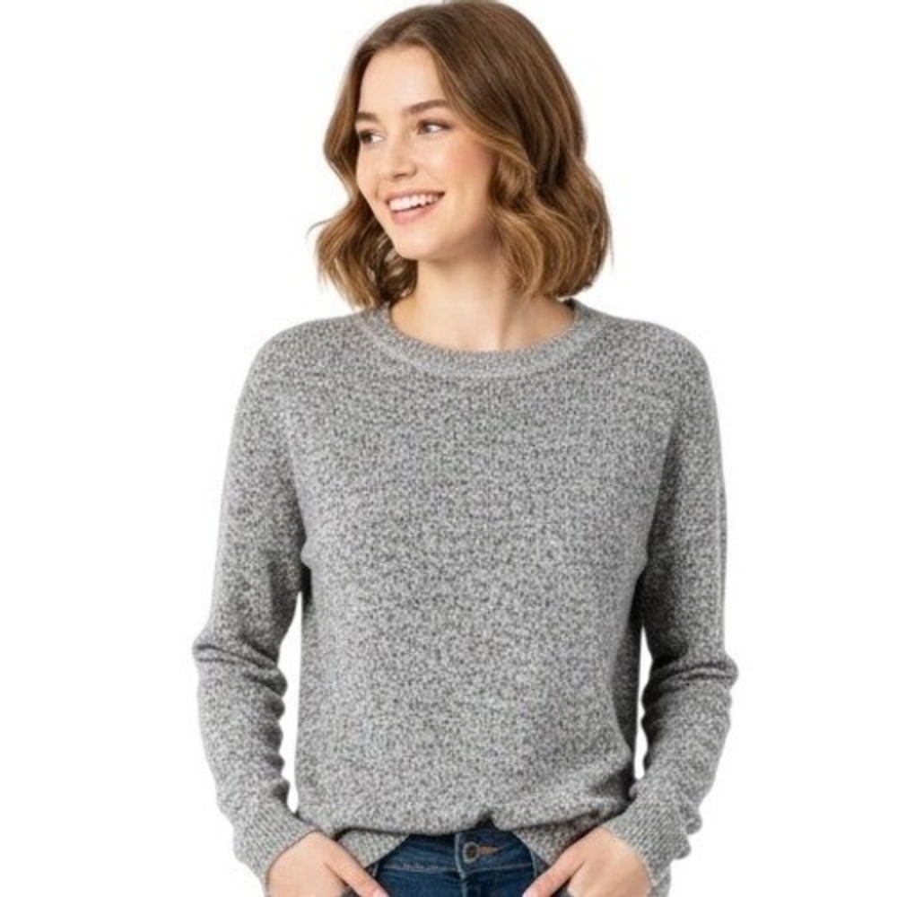 Lucky Brand Sweater Women's Medium Grey Marl Crewneck Knit 7WC7008 Relaxed Fit